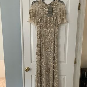 🌸NWT Champagne Gold Beaded Theia Gown